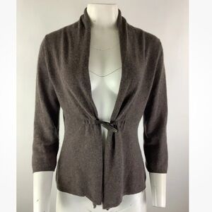Fenn Wright Manson Sz M 100% Cashmere Clasp Front Cardigan Brown Lightweight